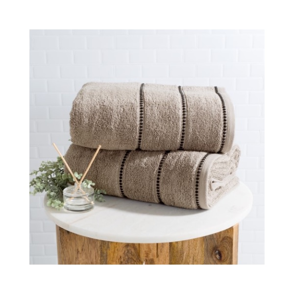 Hastings Home 2-piece Luxury Cotton Towel Set, Bath Sheet Made from 100% Zero Twist Cotton, (Taupe/Black) 591017QII - main